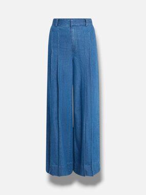 Derek Lam 10 Crosby Womens Blue Katrina Wide Leg Chambray Trousers Pants Size 28